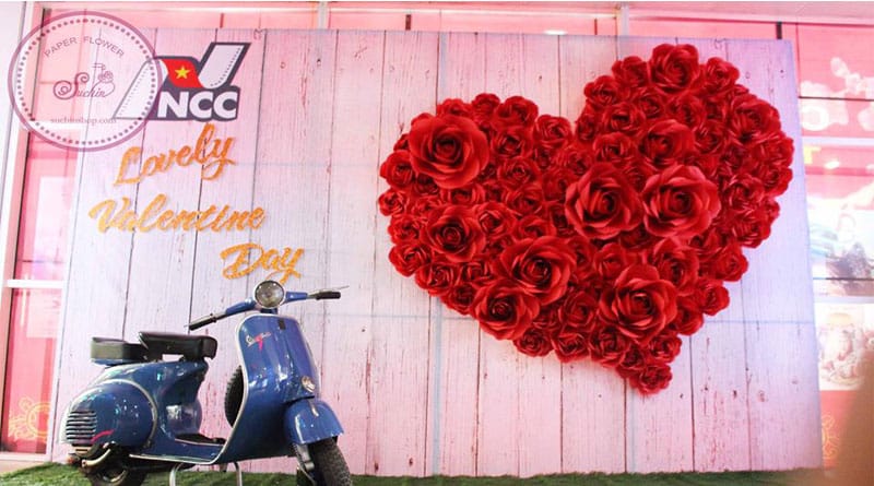 Backdrop đẹp, backdrop hoa giấy Suchin