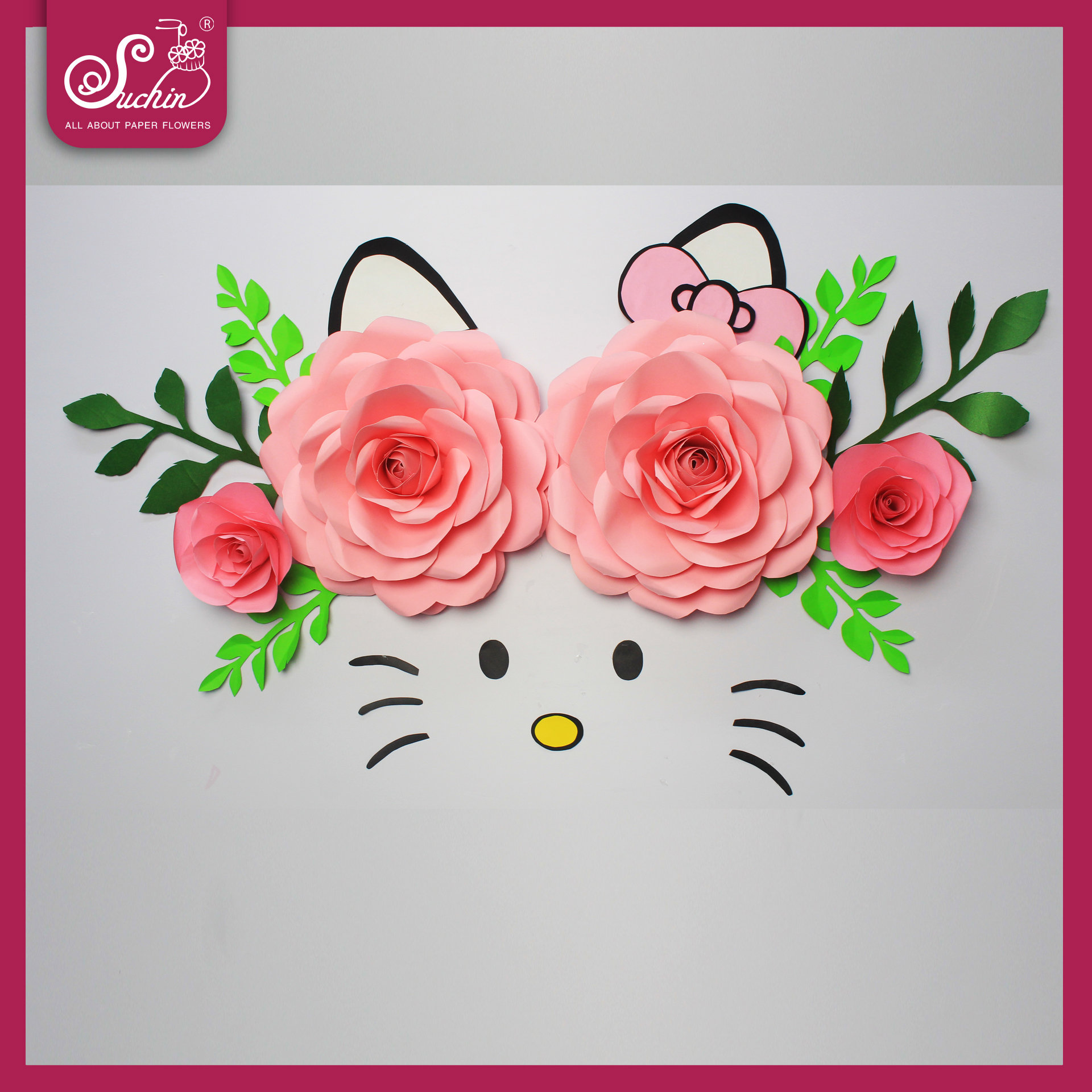 Hoa giấy trang trí phòng ngủ hellokitty