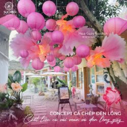 hoa khổng lồ trang trí quán cafe